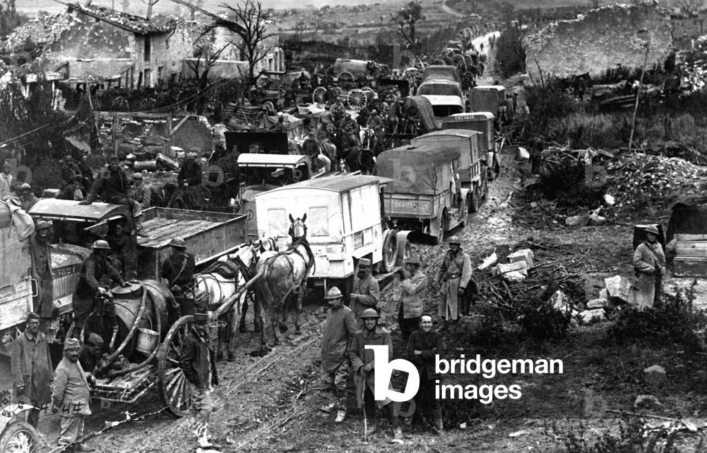 The congestion of traffic on roads behind the American lines in the Argonne. Battle of the Argonne Forest, was a part of the final Allied offensive of World War I. It was fought from Sept. 11, 1918, until the Armistice of Nov. 11, 1918