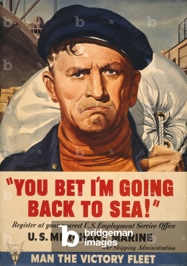''You bet I'm going back to sea!'' Register at your nearest U.S. Employment Service Office, U.S. Merchant Marine, 1942 (poster)