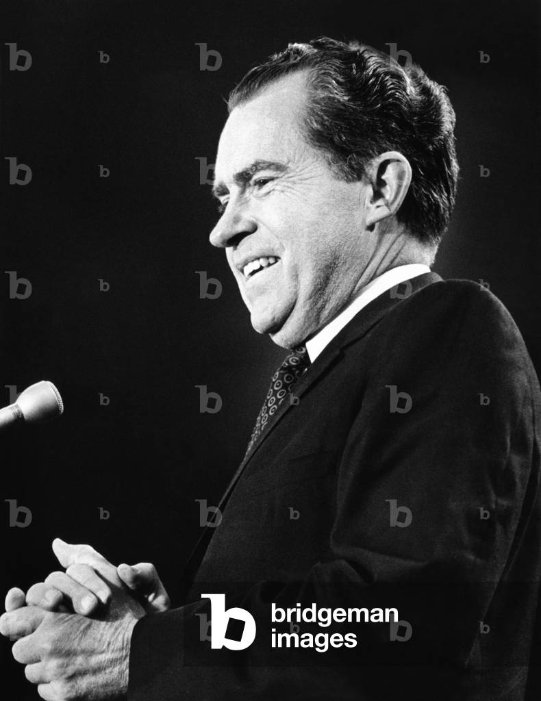 Presidential candidate Richard Nixon at a rally attended by 19,000 in New York's Madison Square Garden. Oct. 31, 1968