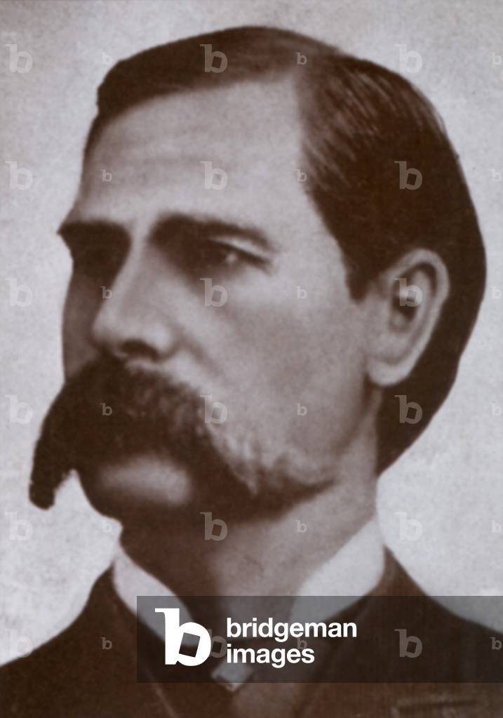 Wyatt Earp (1848-1929), legendary Western hero of many trades, including lawman, gamble, saloon-keeper. Earp has been the subject of many movies and portrayed by Henry Fonda, Hugh O'brien, Kevin Costner, and James Garner