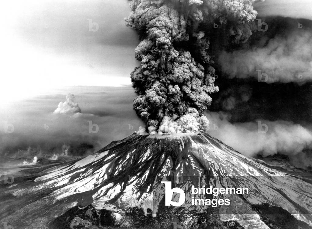 Mount St. Helens on the first day of eruption on May 18 1980