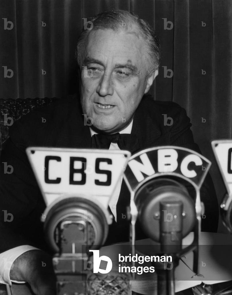 FDR Presidency. US President Franklin Delano Roosevelt delivering Fireside Chat 'On the European War,' September 3, 1939