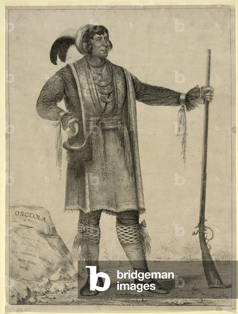 Osceola, Seminole Chief of Florida. lithograph by George Catlin c. 1838