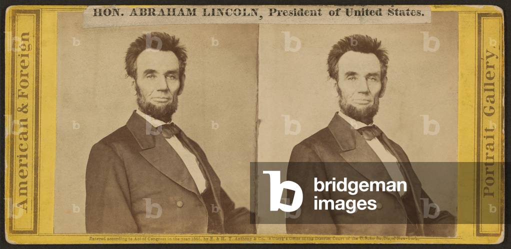President Abraham Lincoln (1809-1865) Stereocard by Lewis E. Walker, February 1865
