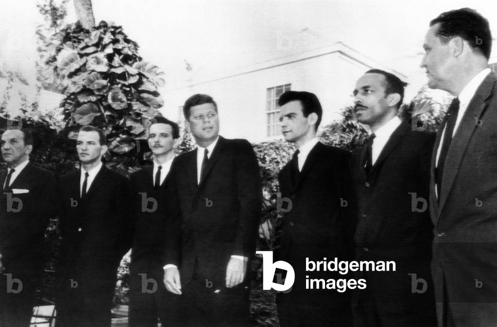 President John Kennedy with Cuban leaders of the failed Bay of Pigs Invasion, 1962
