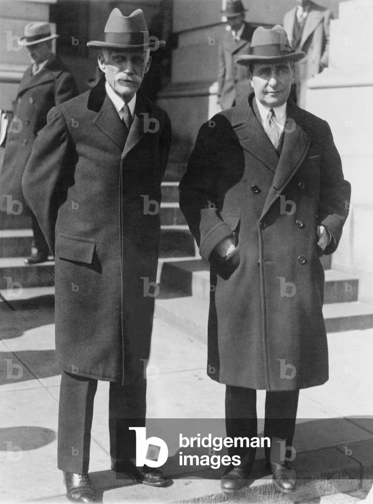 Andrew W. Mellon and Ogden Mills, outside the Capitol, after closing session of the Sixty-Ninth Congress. Mills became Undersecretary of the Treasury in 1927 and assumed responsibility for representing the Treasury Department before Congress. 1927