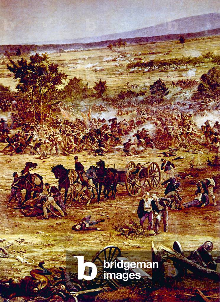 The Battle of Gettysburg, Pennsylviana July, 1863 (lithograph)