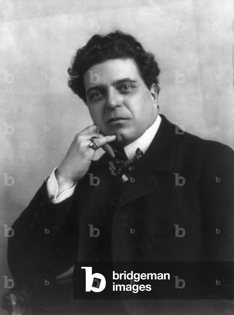 Pietro Mascagni (1863-1945) Italian composer of realistic operas, of the verismo style. His last opera, NERONE, composed in 1935, praised Mussolini. 1903 photo