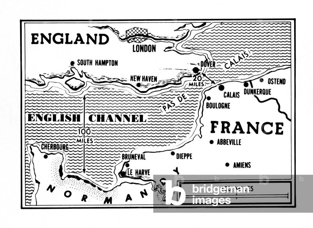 D-Day, map detailing Allies invasion, 1944