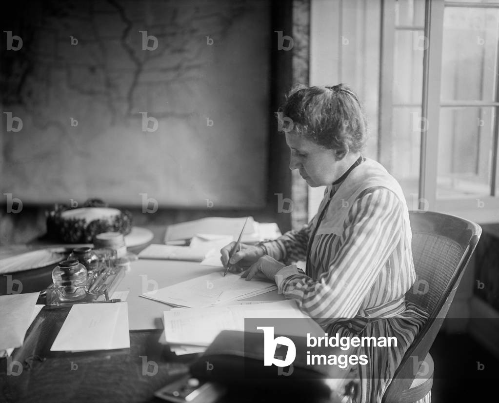 Ida M. Tarbell 1857-1944 was a muckraking journalist for McClure's magazine in the 1900's. Her HISTORY OF THE STANDARD OIL COMPANY was published in 1904. c. 1910
