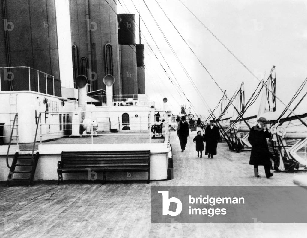 RMS Titanic, which sank after hitting an iceberg on its maiden voyage, 1912.