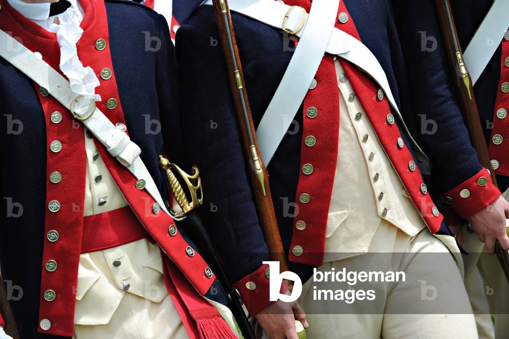 US Army Old Guard Fife and Drum Corps perform at the Summerall Field Virginia on June 3 2011. They perform in uniforms like those worn by the musicians of George Washington's Continental Army