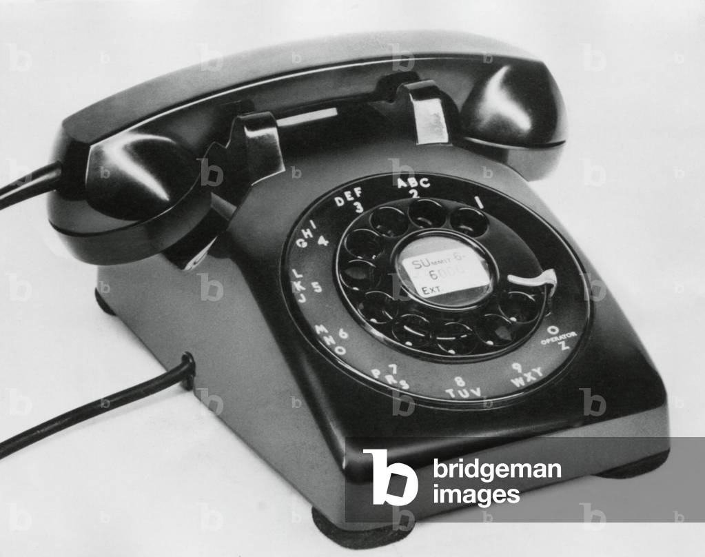 Western Electric model 500 Rotary dial telephone made in the 1950s. It remained the Bell System's standard model until 1984. It was designed by the firm of industrial designer Henry Dreyfuss.