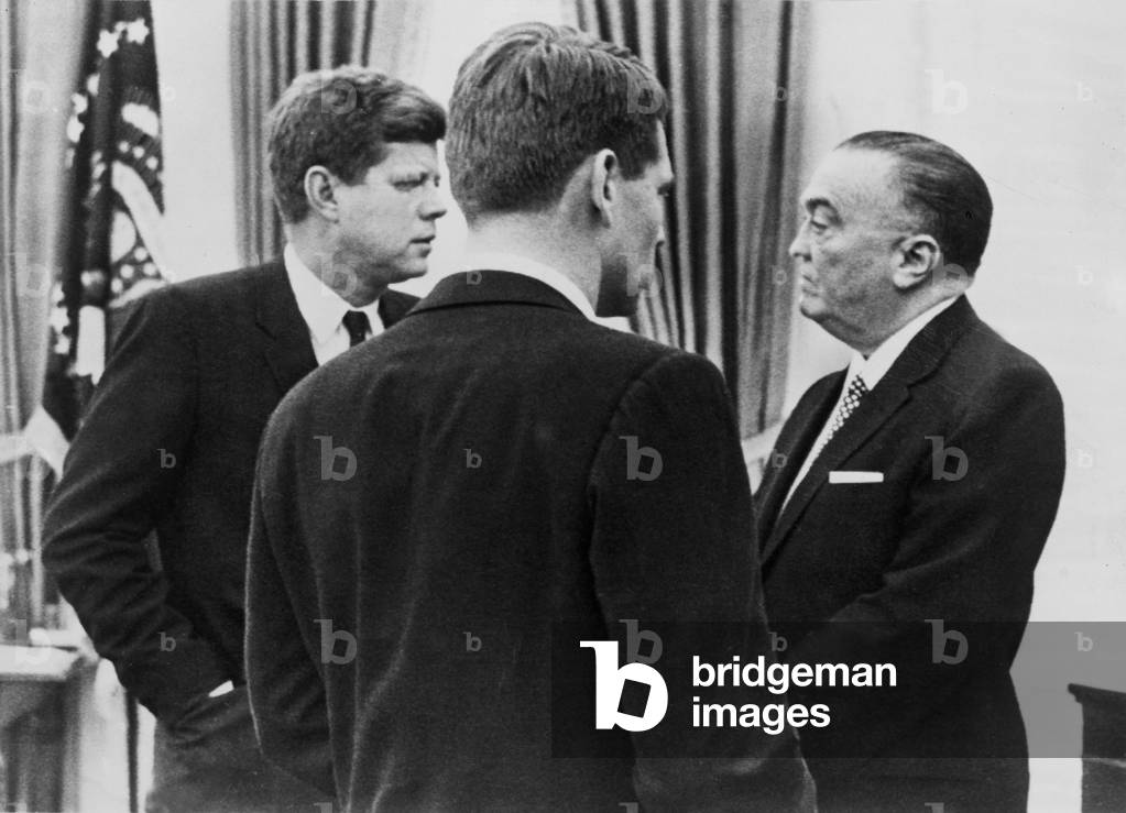 President John F. Kennedy, Attorney General Robert F. Kennedy, and FBI director J. Edgar Hoover, speak about increased wiretapping, February 24, 1961