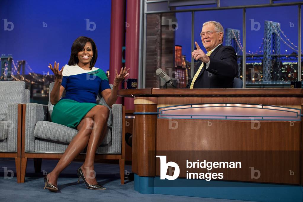 First Lady Michelle Obama during a taping of the 'Late Show with David Letterman'. March 19, 2012