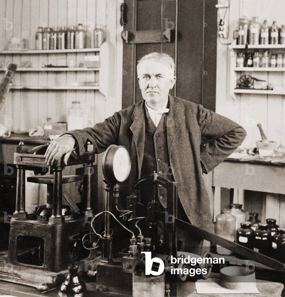 Thomas A. Edison (1847-1931), in his West Orange, New Jersey, laboratory, c. 1901