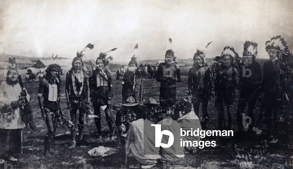 Sioux men, Two Strike's band, Brule Lakota Sioux, Pine Ridge, South Dakota, photograph by S.D. Butcher & Son, 1891