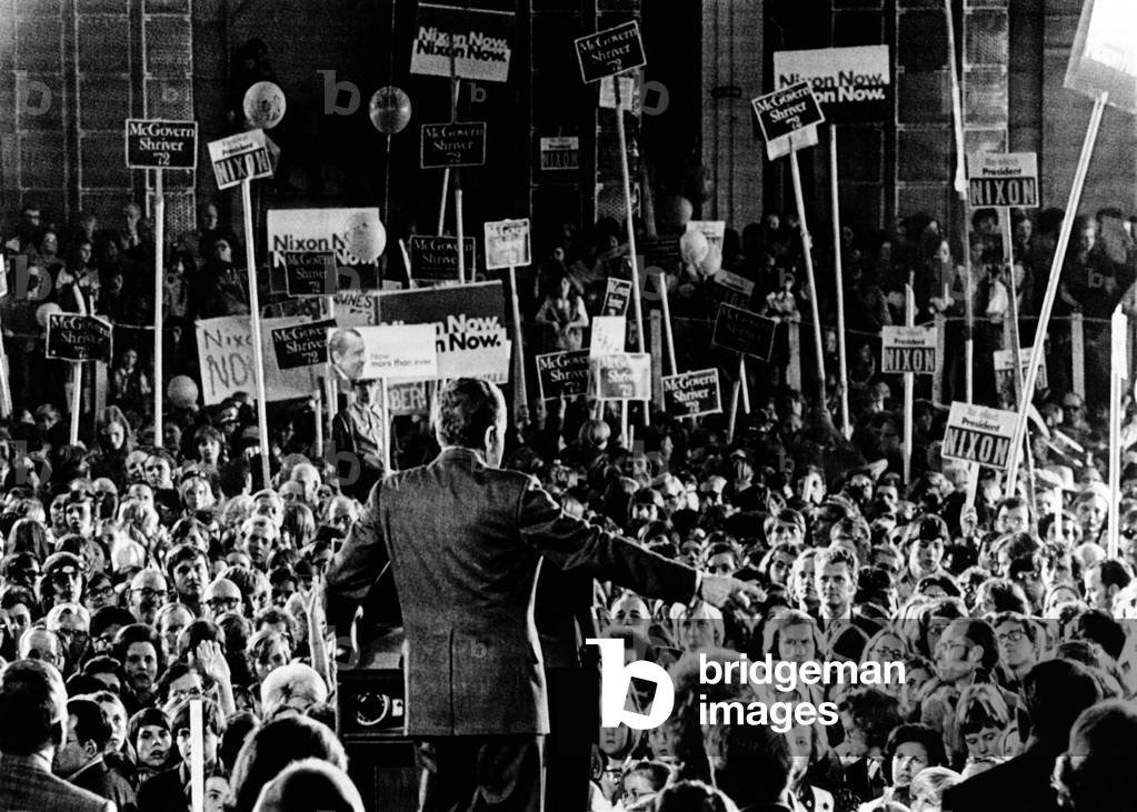 President Richard Nixon spoke to a rally of about 15,000 persons at the Tulsa international Airport, Nov. 3, 1972