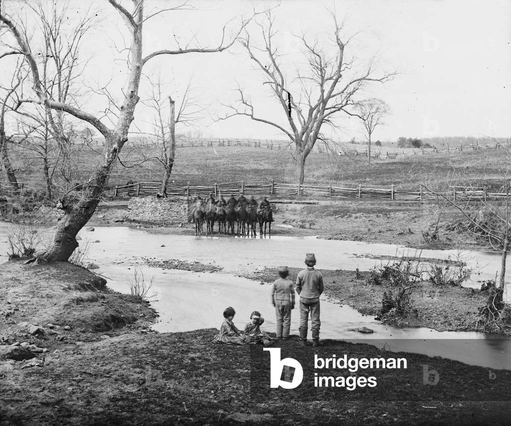 The Civil War, Bull Run, Virginia, Federal cavalry at Sudley Ford, 1861