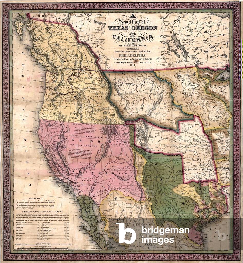 Western North America on the eve of the Mexican-American War (1846-48) which resulted in US annexation of over 500,000 square miles of Mexican territory