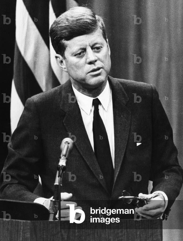 John F. Kennedy, admits the possibility of passing a tax bill at a news conference, November 14, 1963