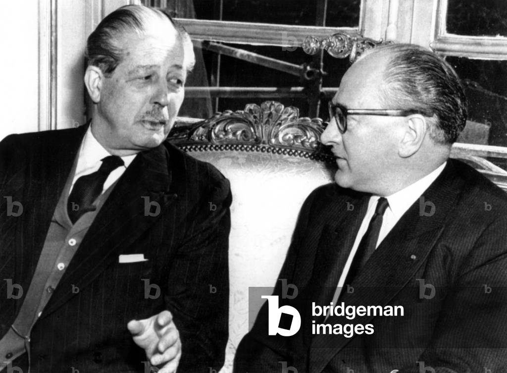 British Prime Minister Harold MacMillan, French Premier Guy Mollet, 03/09/57