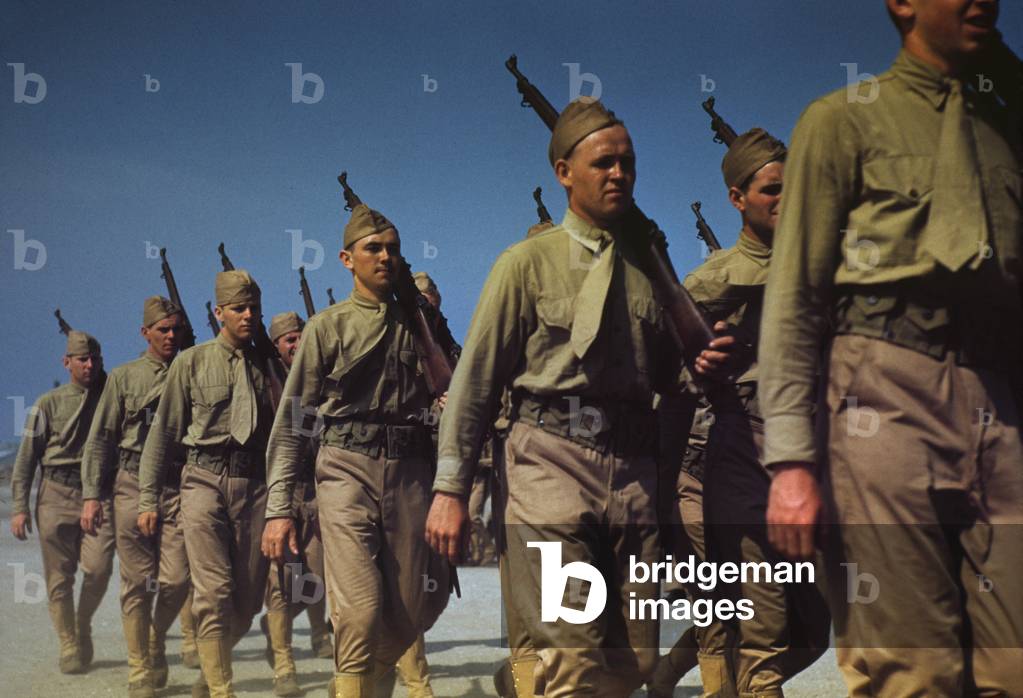 Marines finishing training at Parris Island S.C. May 1942