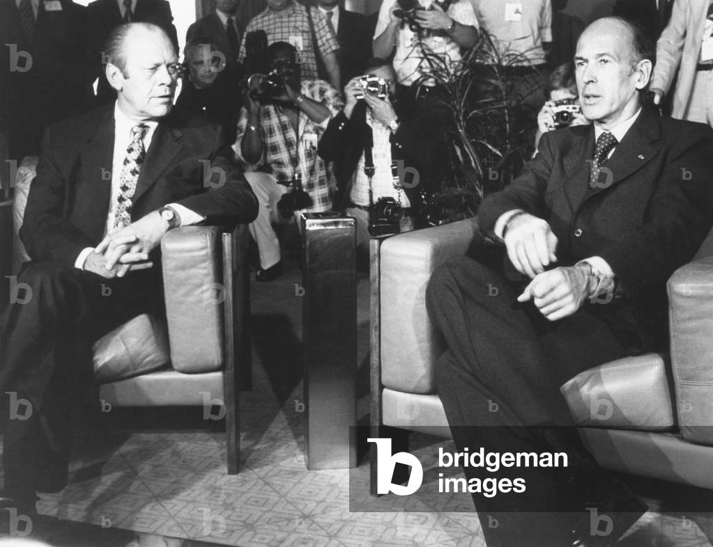 Presidents Valery Giscard d'Estaing and Gerald Ford meeting in Martinique. May 4, 1976. Economic issues of unemployment, inflation, monetary policy and energy conservation were on their agenda
