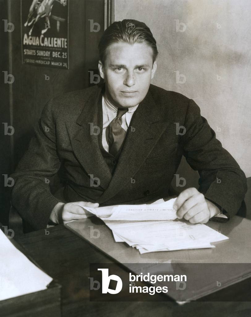 Elliott Roosevelt, at his desk at the Gilpin Airlines at Glendale, Calif. May 10, 1933