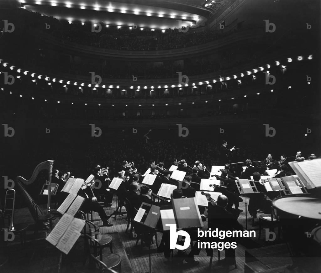 CARNEGIE HALL, the NY Philharmonic Symphony Orchestra, performing at Carnegie Hall, 2/25/1942.