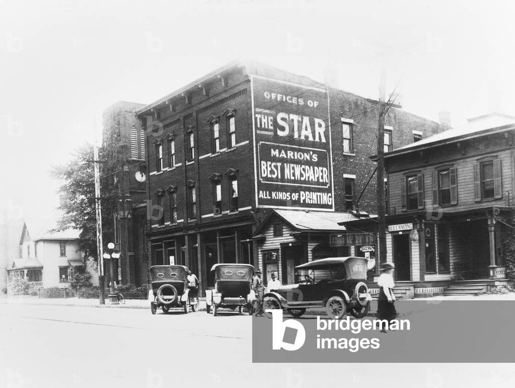 Office of THE MARION STAR, Warren G. Harding's newspaper at Marion, Ohio. c. 1916 (photo)