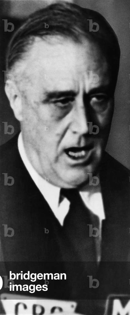 President Franklin D. Roosevelt (1882-1945), U.S. President 1933-1945, after the attack on Pearl Harbor, as he told Congress that the United States 'Will win through to absolute victory.