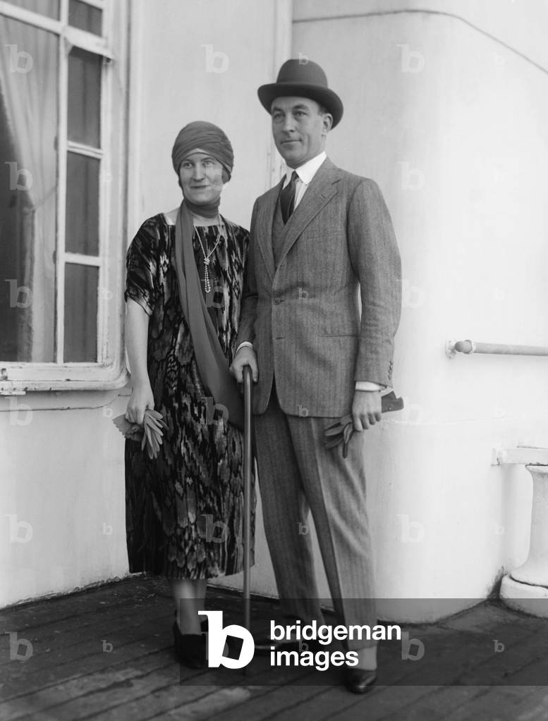 French fashion designer Jean Patou and Therese Bonney on an Ocean Liner arriving in NYC. c. 1925. Bonney was beginning her photography career documenting the French decorative arts. By the 1940s she was an award winning war photographer