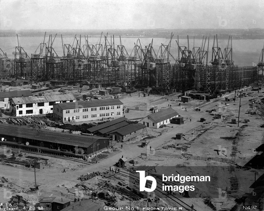 U.S. Navy at Hog Island Shipyard, Philadelphia. World War I. April 29, 1918