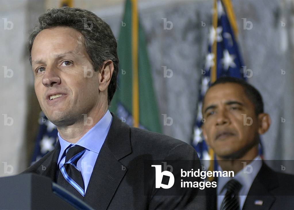 Timothy Geithner speaks at his swearing-in ceremony at the Department of the Treasury. Jan. 26 2009 (BSWH_2011_8_110)
