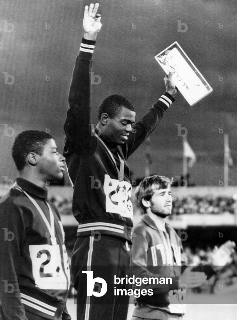 American Willie Davenport wins the gold medal for the 110-meter hurdles in Mexico City. American Ervin Hall won the silver medal and Italian Eddy Ottoz won the bronze, 1968
