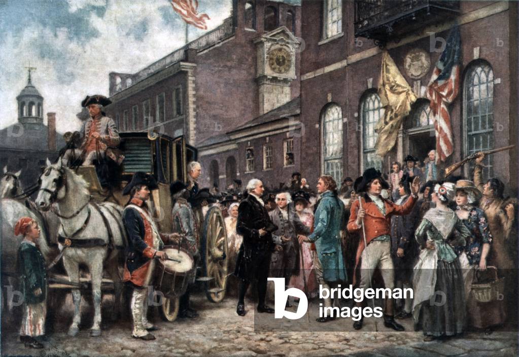 George Washington's Second Inauguration. George Washington arriving at Congress Hall in Philadelphia March 4 1793. arriving at Congress Hall in Philadelphia March 4 1793. arriving at Congress Hall in Philadelphia March 4 1793. arriving at Congress Hall in Philadelphia March 4 1793. arriving at Congress Hall in Philadelphia March 4 1793