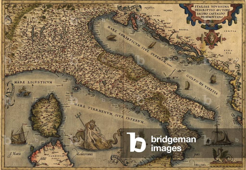 1570 map of Italy from Abraham Ortelius atlas, Theatrvm orbis terrarvm