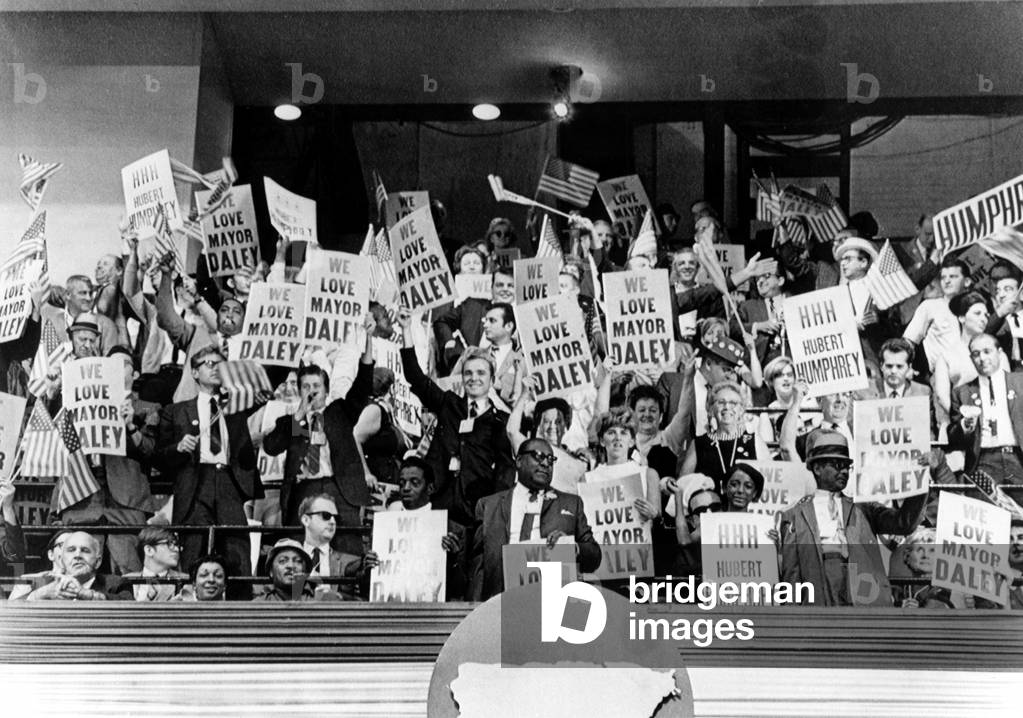 Richard J. Daley supporters, National Democratic Convention, Chicago, IL, 08-29-1968.