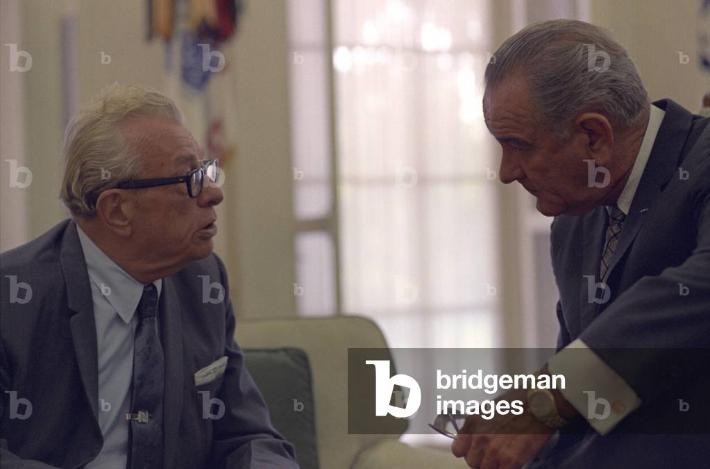 President Lyndon Johnson and Sen. Minority Leader Everett Dirksen meeting in the Oval Office. Sept. 11, 1968