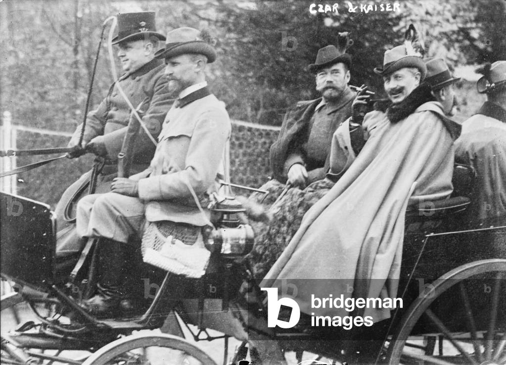 Czar Nicholas II (right of center), of Russia, and, Kaiser William II (front right), the last German Emperor, c.1900s