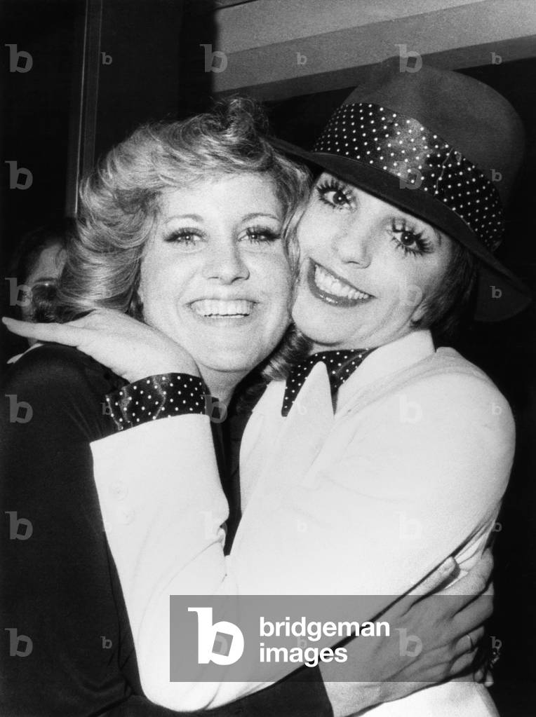 Liza Minnelli (right) and her half-sister Lorna Luft, both daughters of Judy Garland. Jan. 6, 1974. They were at a party in Liza's honor after the premier of her first one-woman show on Broadway, LIZA MINNELLI LIVE AT THE WINTER GARDEN