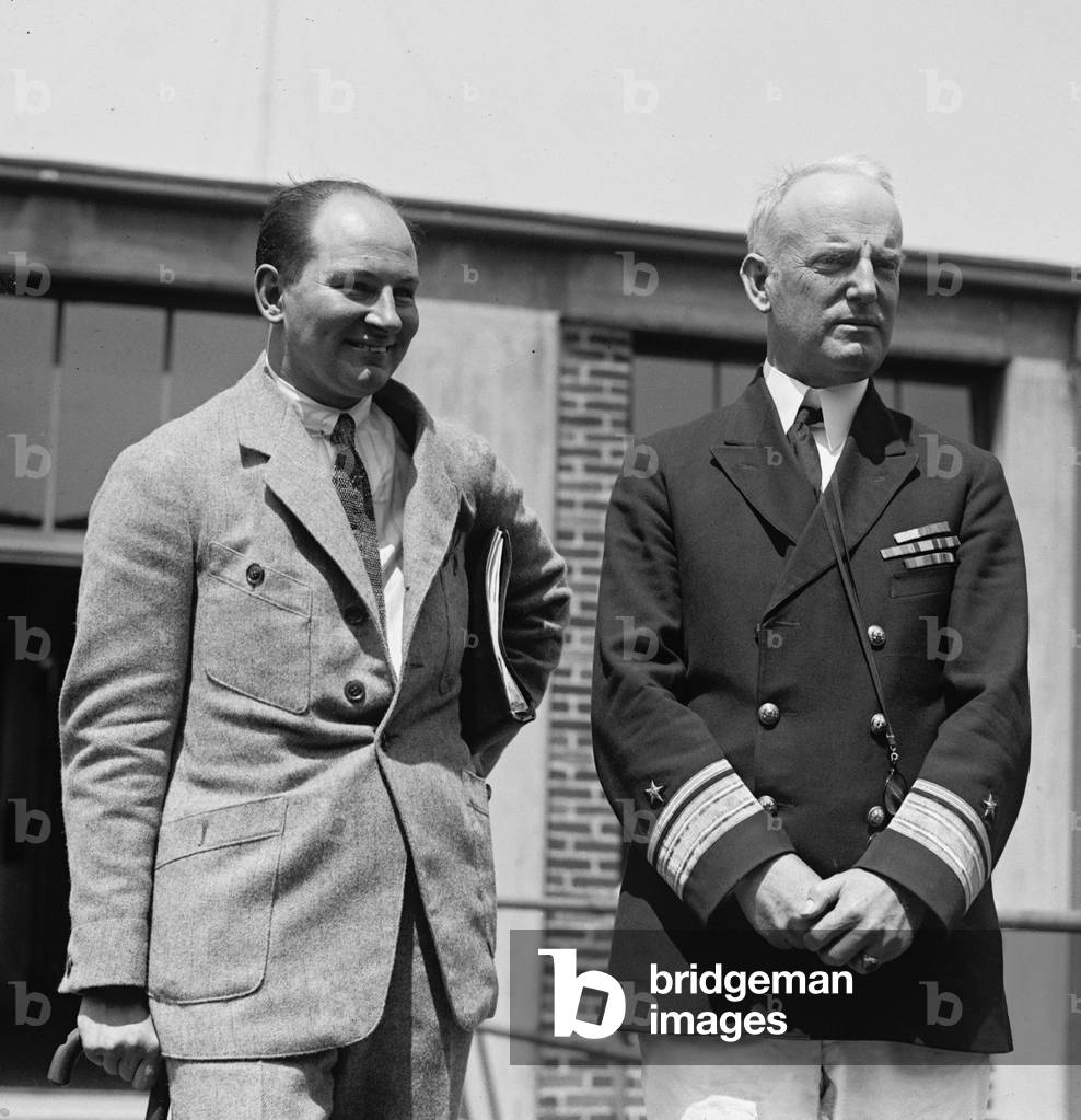 Anthony Herman Gerard Fokker (1890-1939), Dutch aviation Pioneer, provided planes for US Army Air Force after WW I. He is with Admiral William Moffett (1869-1933)