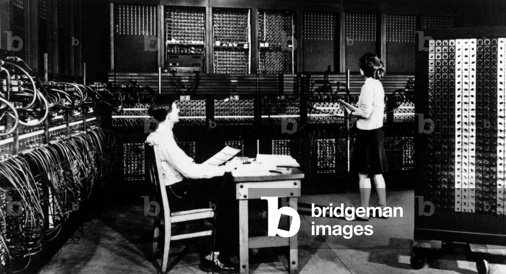 An early room sized computer, ENIAC-Electronic Numerical Integrator and Computer, late 1940s