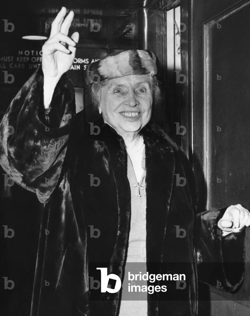 Helen Keller, at a dinner reception in her honor, New York, January 12, 1954.