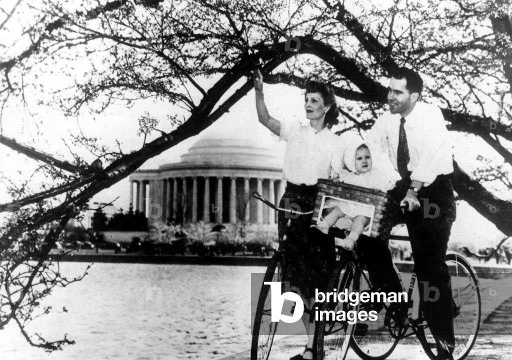 President Richard Nixon, wife and daughter, Tricia, Potomac Tidal Basin, Washington, 04-14-1969.