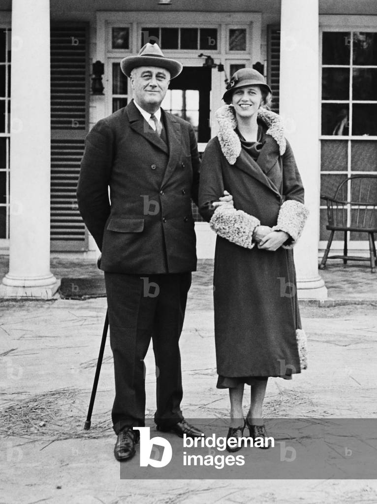 FDR Presidency. US President Franklin Delano Roosevelt and Anna Roosevelt Dall at Warm Springs, Georgia, 1933