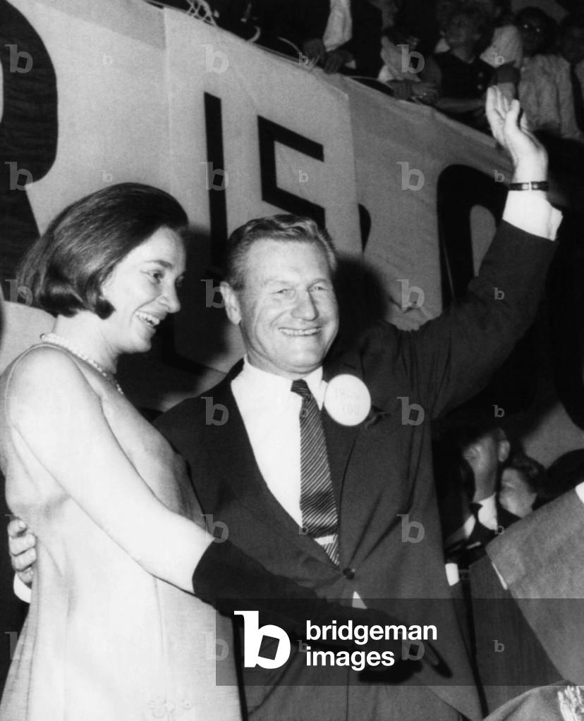 Rockefeller Family. Future Second Lady Margaretta Murphy ('Happy') Rockefeller and husband, New York Governor (and future US Vice President) Nelson Rockefeller, upon wining a third term as governor, 1966