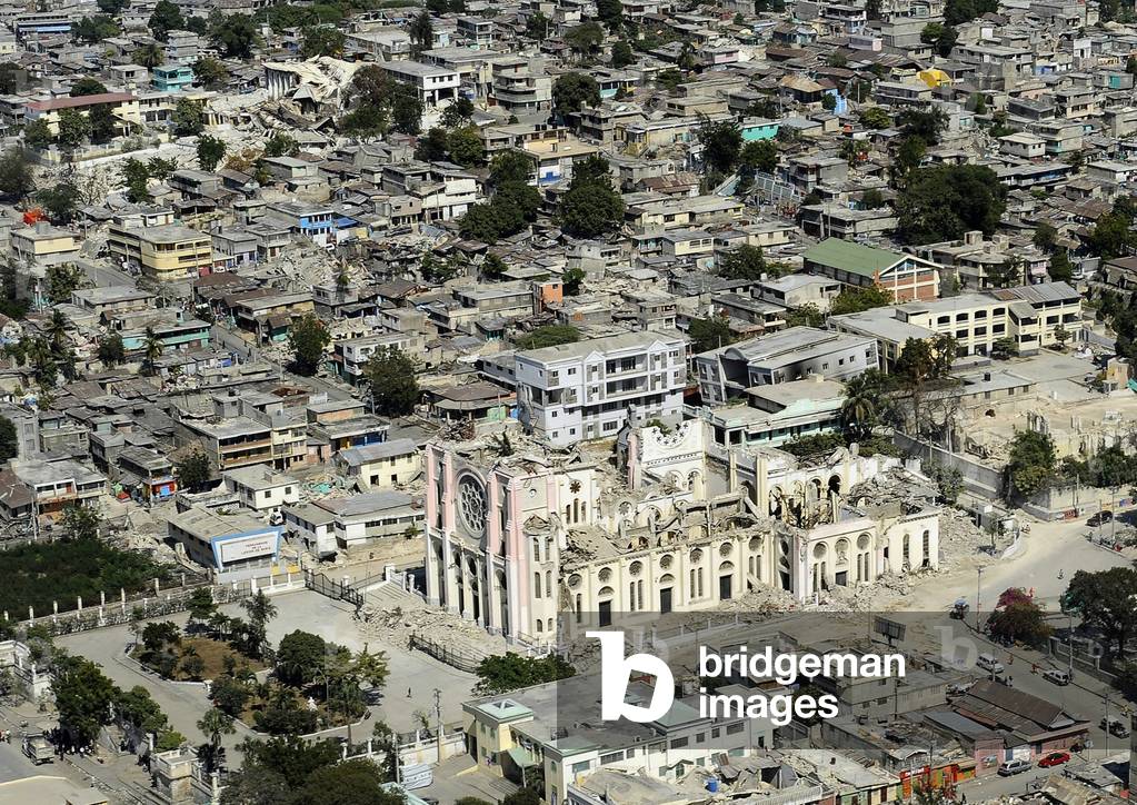 Ruins of the Roman Catholic cathedral in Port-au-Prince Haiti after the 7.0-magnitude earthquake on Jan. 12 2010