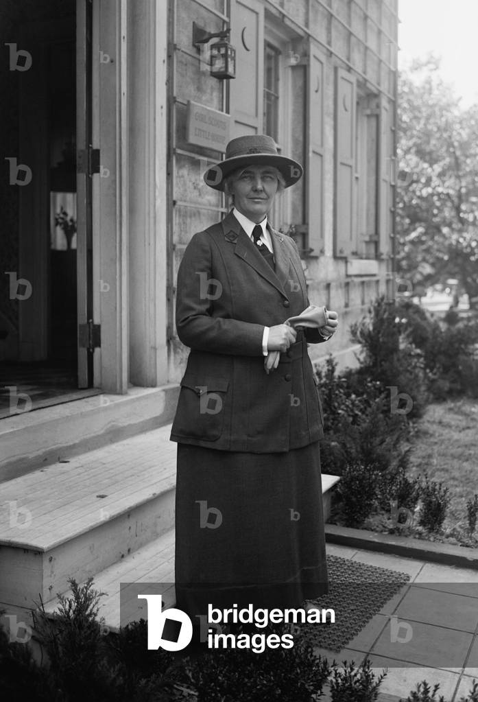 Lou Henry Hoover was National President of the Girl Scouts from 1922-25. She wears her 1920's Uniform at Girl Scouts' Little House, the National Headquarters in Washington